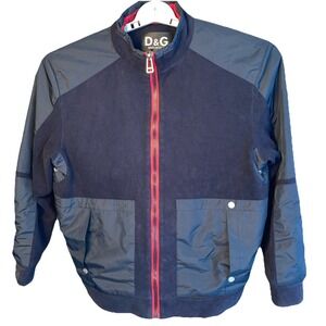 D&G Dolce & Gabbana Men's Colorblock Bomber Jacket Red Trim Made In Italy Large‎
